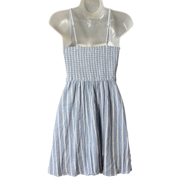 Hollister Blue White Striped Baby Doll Sundress Y2K Halter Mini Smocked Medium - Picture 2 of 9